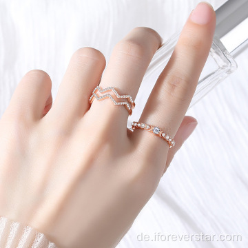 Rose Gold Fine Schmuck 925 Silber Zirkon Ringe